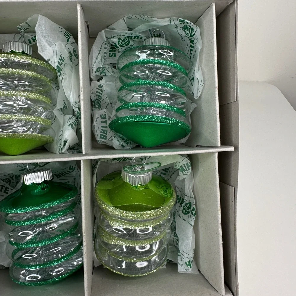 Shiny Brite Christopher Radko Set of 6 Vintage Lantern Glass Christmas Ornaments